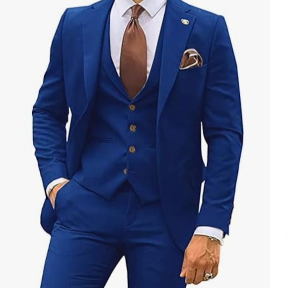 Wangyue Men's 3 Piece Suits, size Large US mens, color blue. - Picture 1 of 6